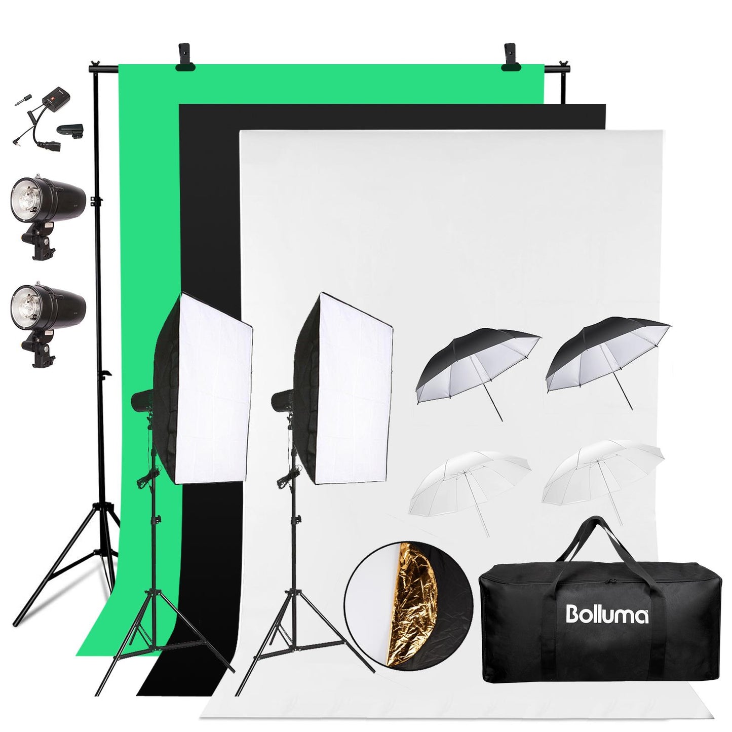 Flash Strobe x2 Softbox Backdrop Kit