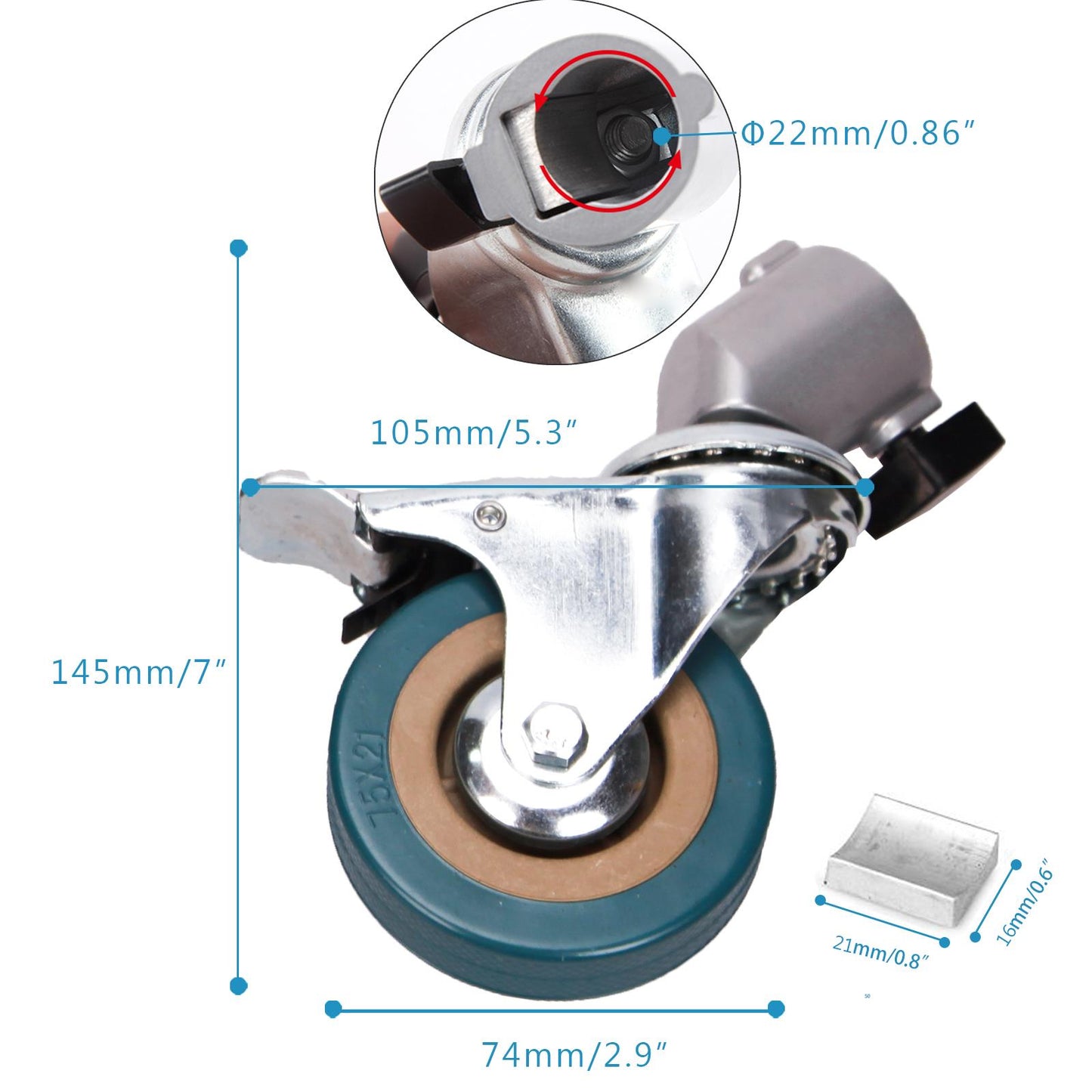 1 Set of Tripod Wheels, For 22mm Legs