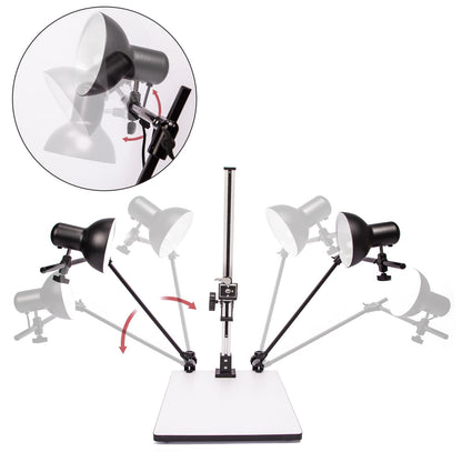 BOLLUMA Copy Stand with Adjustable Arms, Base, 28'' Column, Quick Release Mount and 45w 5500k Bulbs, Mini Light Stand for Photo Video Macro Shoot