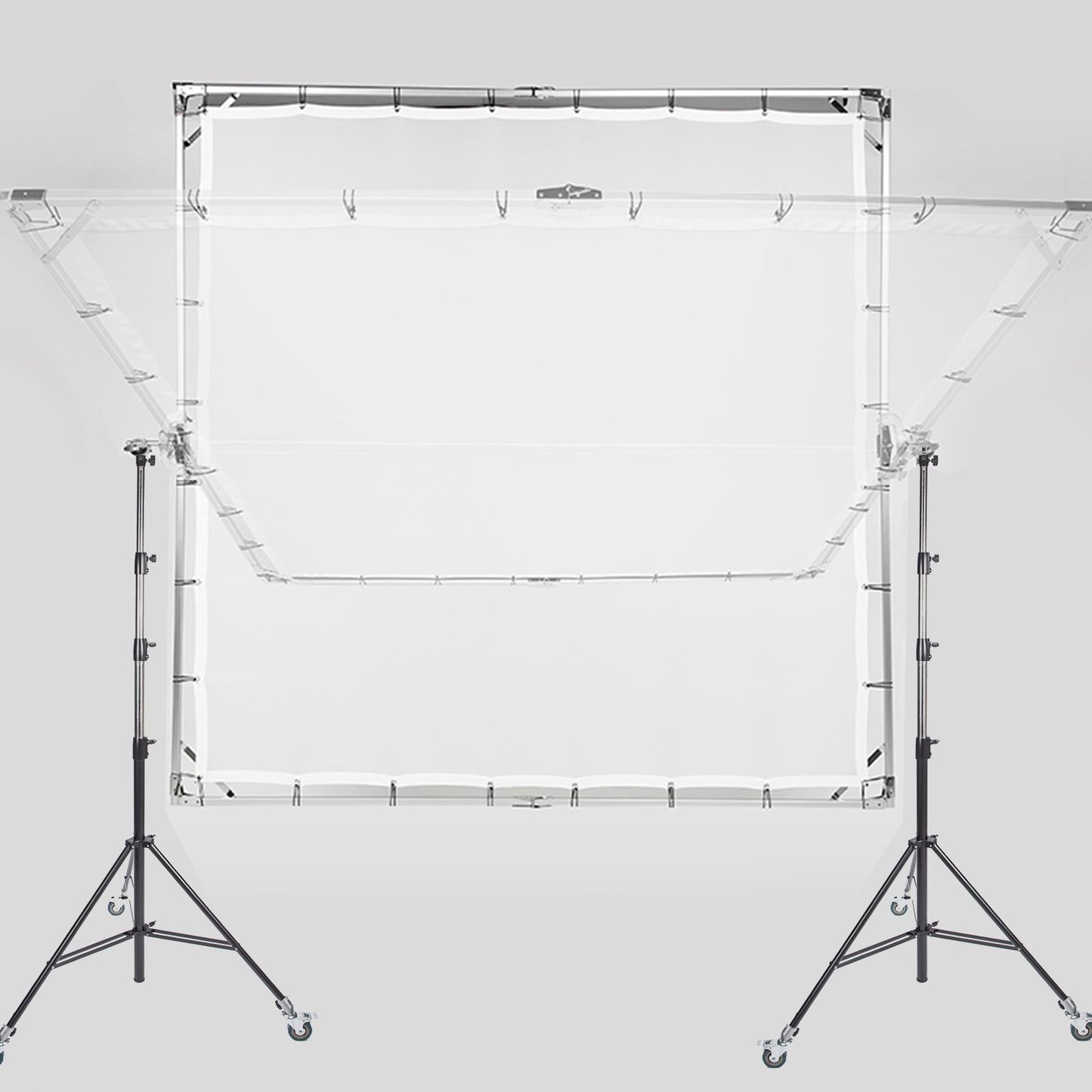 3.6x3.6M Sun-Scrim Butterfly Kit with 2x 4m Heavy Duty Wheeled Light Stand and C Stand Grip Head, for Photo Video Film Photography, Shooting Large Size Product