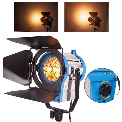 2 x BOLLUMA 650W Studio Fresnel Spotlight, Dimmable, Including 650W Bulb, GY9.5