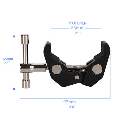 Clamp Mount with Super Clamp and 360 Degree Rotating Mini Ball Head, Cool Ballhead Arm Super Clamp Mount Multi-Function Double Ball Adapter with Bottom Clamp