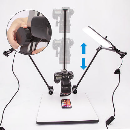 Pro LED Copy Stand with Two Lights Fitting + Quick Release Plate for DSLR Macro Shoot Photo Video, Copy Macro Stand with 28" Column, 15.75"x19" Base, Quick Release Mount and Two LED Daylight 5600K 16W