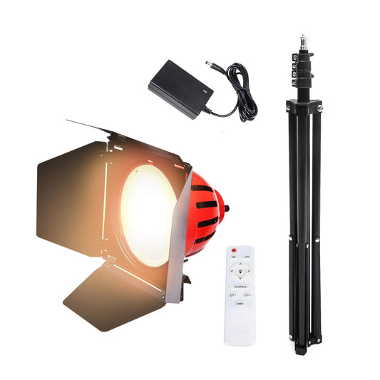 Photo Video Bi-color Lighting Kit, 50W Red Head Continuous Outdoor Spotlight with Light Stand, 3000K-6500K Dimmable for Films Adverts News Coverage Background Lighting Product Photography, 1 Set