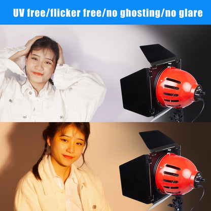 Video Studio Continuous Red Head Light with Light Stand and Carry Bag, 50W 3000K-6500K Bi-color Video Light for Film Advert New Coverage Background Lighting Product Photography, 2 Sets with Dimmer