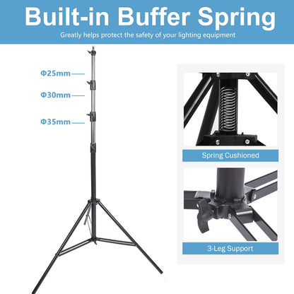 13ft 4M Heavy Duty Light Stand with Pulleys and Carry Bag, Spring Cushioned Tripod Stand, Photography Wheeled Stand for Photo Studio Monolight, Softbox and Other Photographic Equipment, 2 Sets