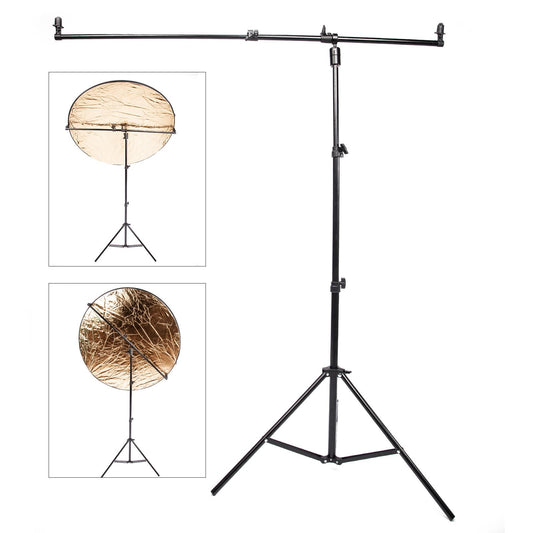 Studio Heavy Duty Light Stand with Boom Arm, 2m Light Stand Reflector Holder Kit for Photography Studio Photography Video, Use for Pop-Up Backgrounds Backdrops, 5in1 Reflectors