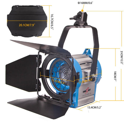 2x 300/500W Studio Fresnel Spotlight, Dimmable, Including 500W Bulb, GY9.5