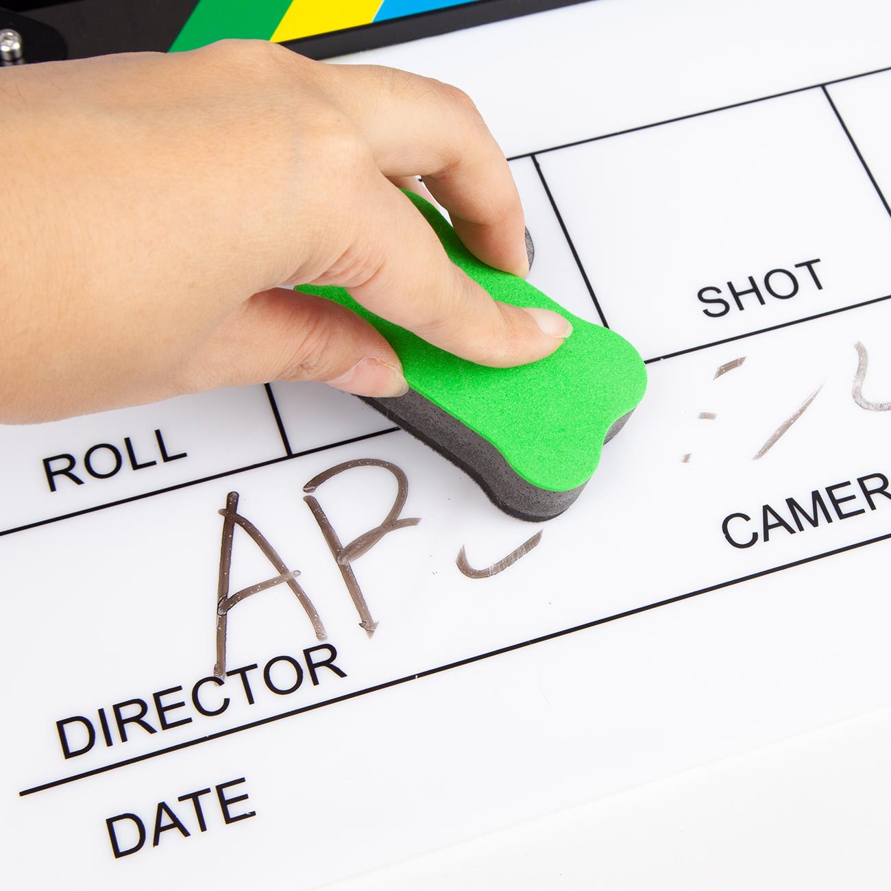 Acrylic Plastic Clapper Board for Film, 30x24CM Director's Film Clapboard Movie Cut Action Scene Slate for Movie, Video, TV Show, Studio Live, White