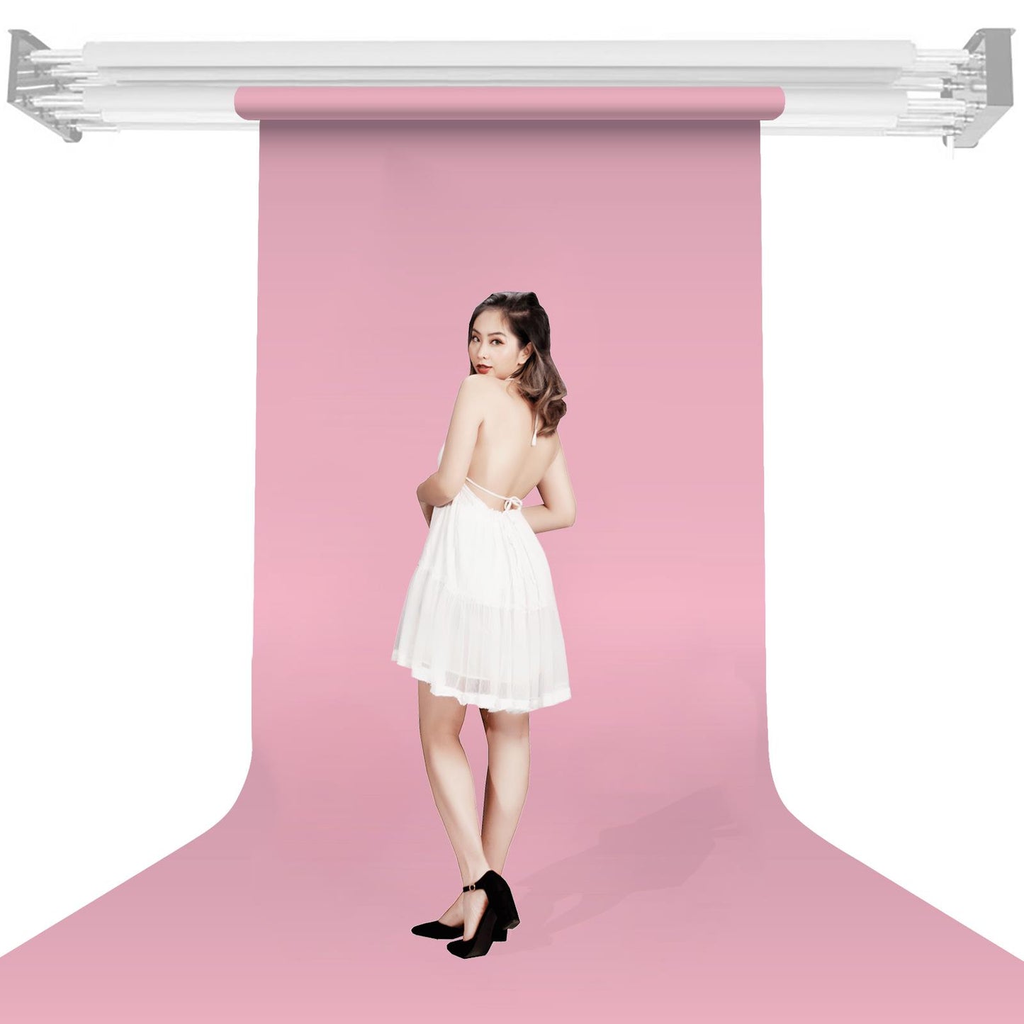 BOLLUMA Baby Pink Paper Backdrop 1.35m x 10m and Stand Included