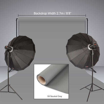 BOLLUMA Seamless Paper Background, 04 - Neutral Grey, 2.72 x 10m