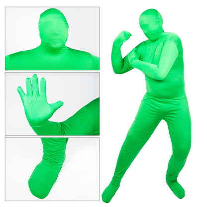 Chromakey Greenscreen Full Bodysuit + Mask + 2pcs Gloves