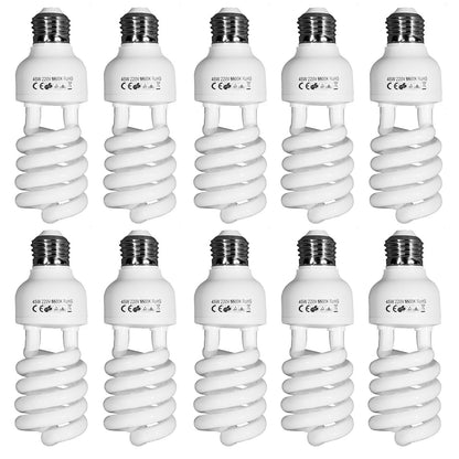 10 x 45W Equivalent Spiral Fluorescent 5500K Daylight Photography Bulbs