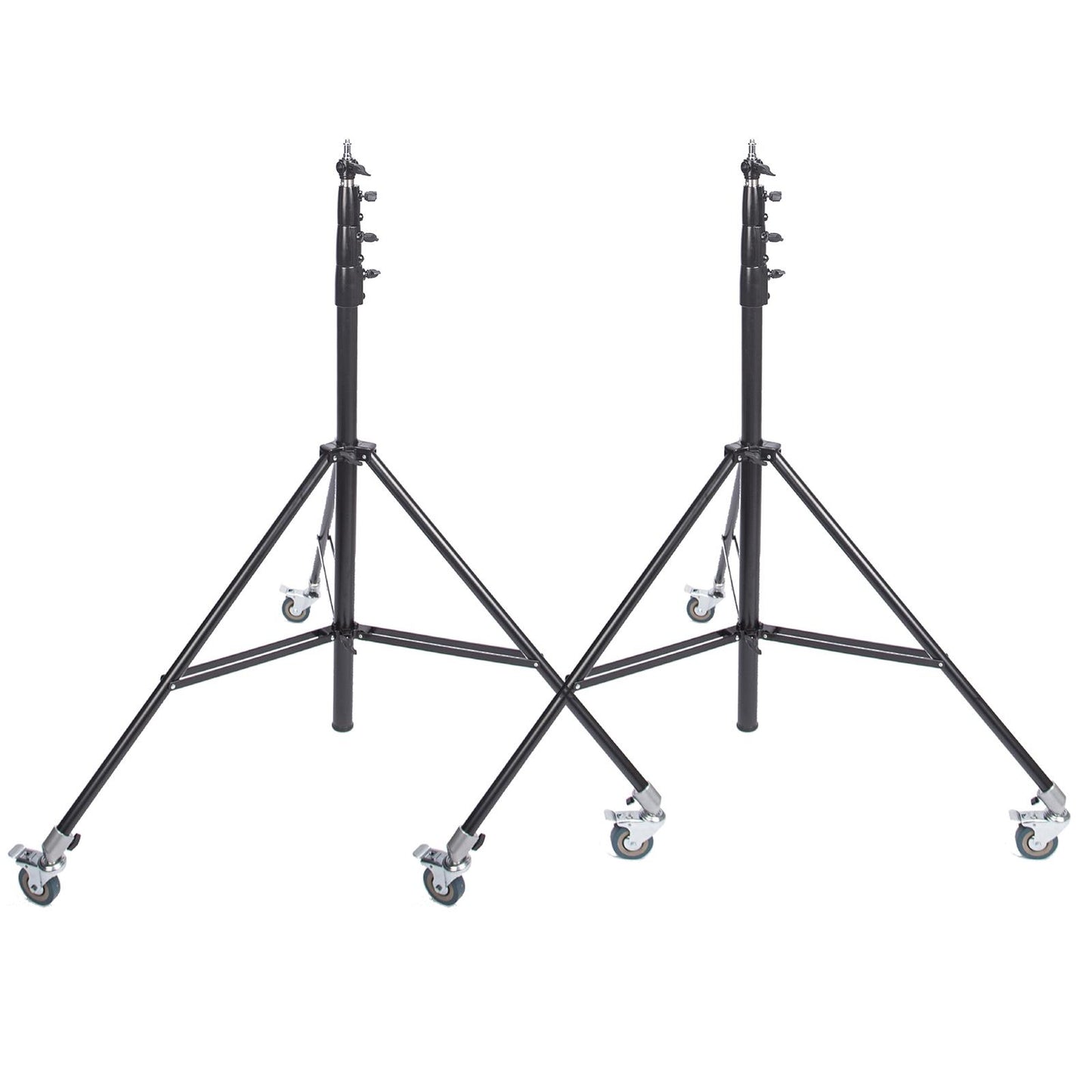 13ft 4M Heavy Duty Light Stand with Pulleys and Carry Bag, Spring Cushioned Tripod Stand, Photography Wheeled Stand for Photo Studio Monolight, Softbox and Other Photographic Equipment, 2 Sets