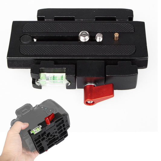 Quick Release Plate Aluminum Alloy Camera Tripod Shoe Plate with 1/4" and 3/8" Screw for DSLR Camera Camcorder Tripod Monopod, Compatible with Manfrotto 501HDV 503HDV 701HDV 577/519/561/Q5