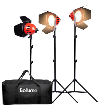 3x50W Photography Red Head Spotlight Bi-color Video Lighting Continuous Red Head Light with Light Stand and Carry Bag, Background Lighting for Portrait Photography Film Shooting Adverts, Dimmable