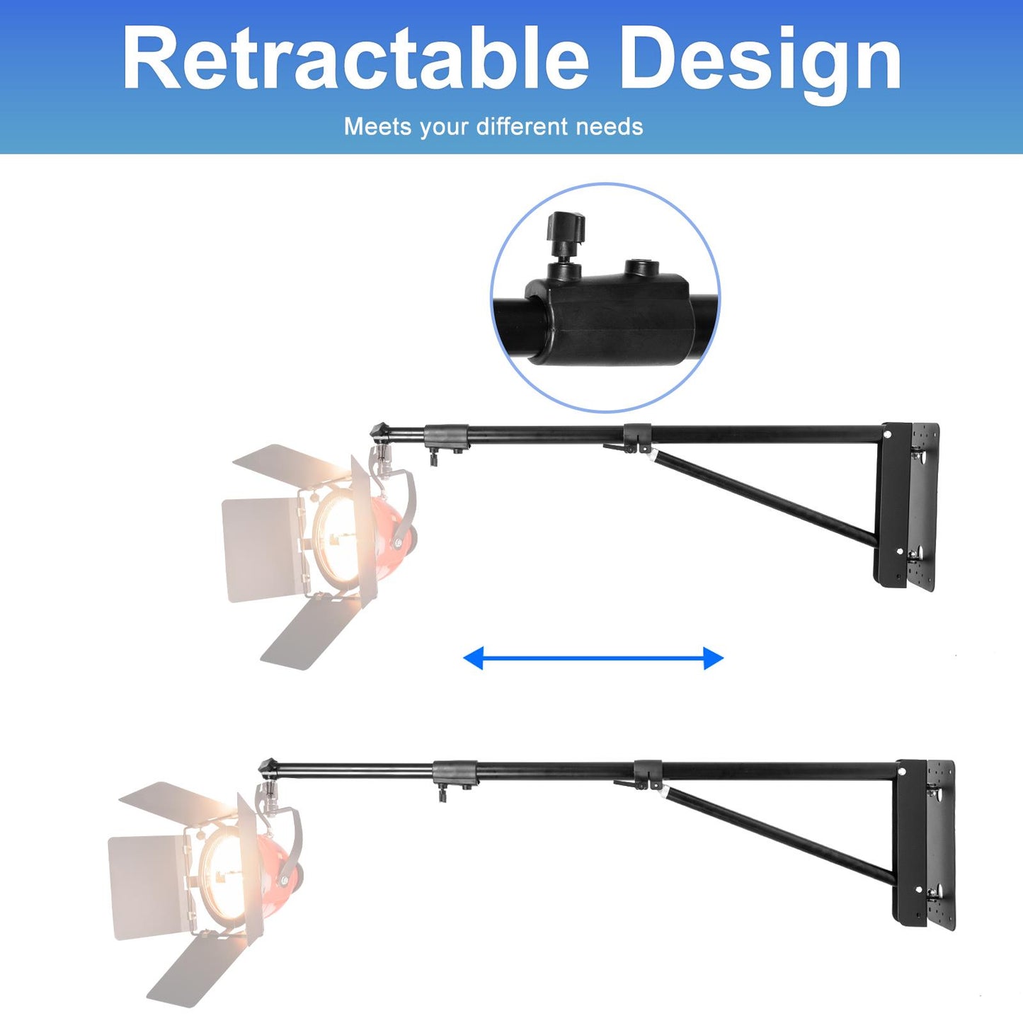 Wall Mountable Triangular Boom, Extendable to 170cm