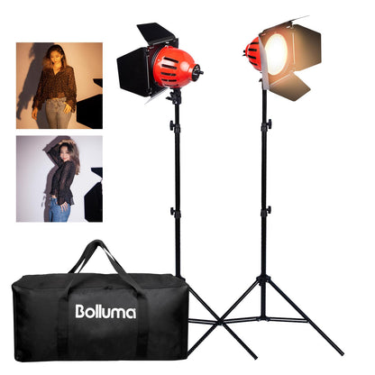 Video Studio Continuous Red Head Light with Light Stand and Carry Bag, 50W 3000K-6500K Bi-color Video Light for Film Advert New Coverage Background Lighting Product Photography, 2 Sets with Dimmer