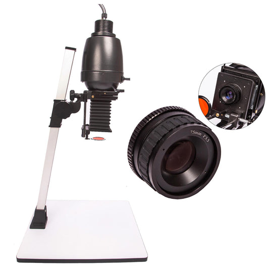 Film Photo Studio Equipment Darkroom Enlarger Universal Enlarger with F4.5 75mm Lens Enlarging Lens Negative, for Wall Projection Floor Projection