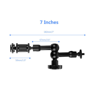 7 Inch Adjustable Articulating Friction Magic Arm with Large Metal Camera Clamp for DSLR Camera Rig, Tripod, Photography Studio, LCD/DV Monitor, Microphone