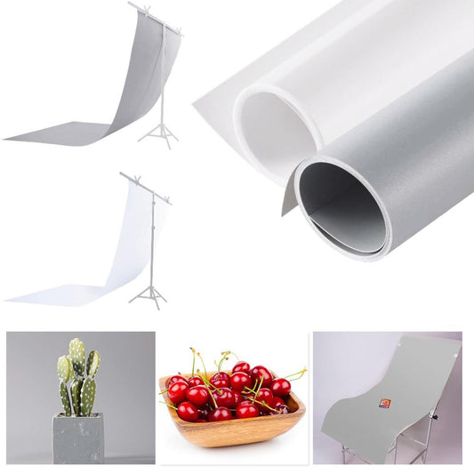 White + Grey PVC Backdrops, 0.6m x 1.3m