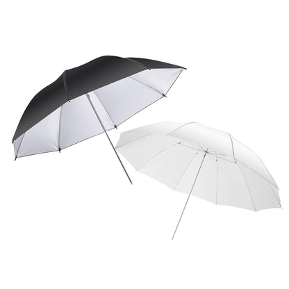 2 x 43" (109cm) Professional Umbrellas, 1x Diffuser, 1x Silver Reflector