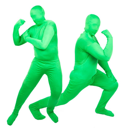 Chromakey Greenscreen Full Bodysuit + Mask + 2pcs Gloves