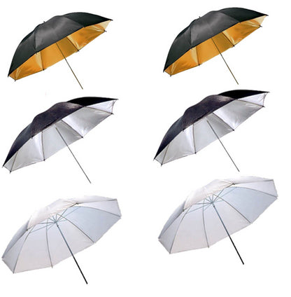 6 x 33 inches Professional Photography Studio Collapsible Reflective Umbrella Diffuser, White Translucent, Silver Black, Gold Black, for Reflective Portrait Photo Soft Light Flash Continuous Lighting