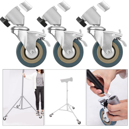 2x 2.7m Spring Cushioned Stand, Heavy Duty, with Multifunction Adaptor, Wheels and Studio Bag