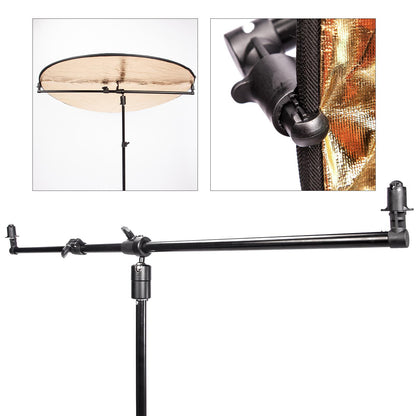 Photo Studio Lighting Reflector and Light Stand Kit, 90x120cm 5in1 Multi-Disc Reflector, 25.5" Light Stand with Metal Telescopic Boom Arm Clamp, 360 Rotate, for Photography Video Background Shooting