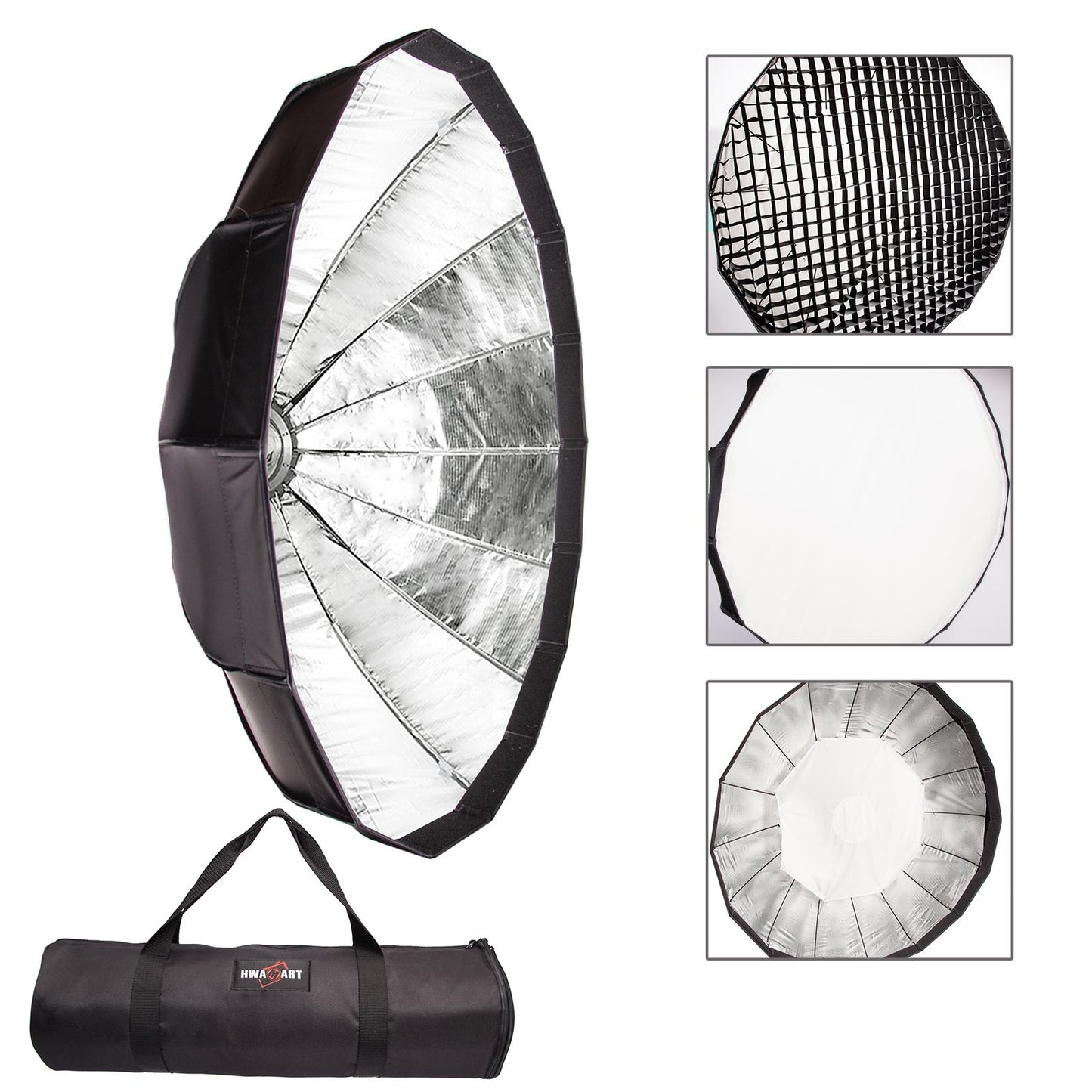 Easy Open 100cm Umbrella Softbox/Speedbox, Bowens Mount, Silver Reflector, Plus Honeycomb Grid,