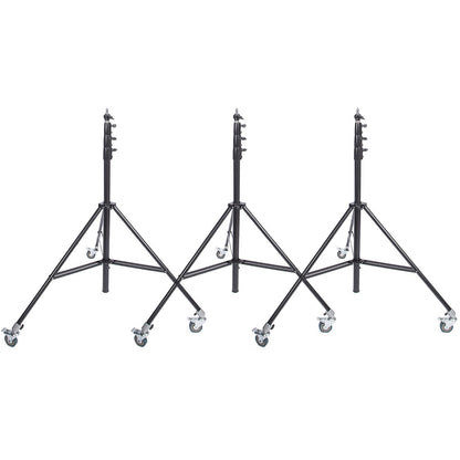 13ft 4M Heavy Duty Light Stand with Pulleys and Carry Bag, Spring Cushioned Tripod Stand, Photography Wheeled Stand for Photo Studio Monolight, Softbox and Other Photographic Equipment, 3 Sets