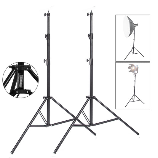 2x 3m Spring Cushioned Stand, Heavy Duty, with Multifunction Adaptor