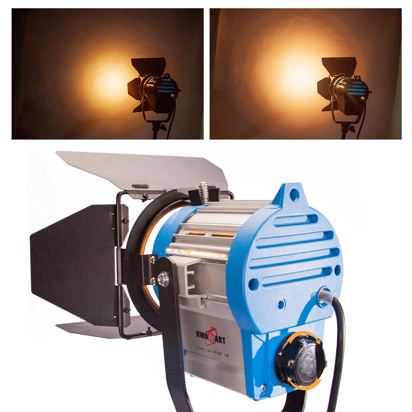 300/500W Studio Fresnel Spotlight, Dimmable, Including 500W Bulb, GY9.5