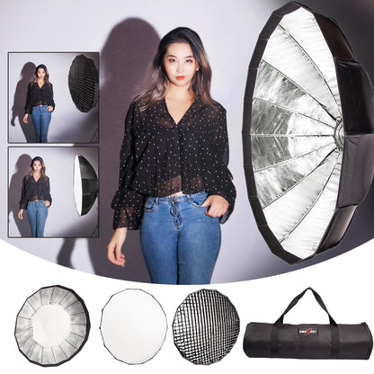 Easy Open 100cm Umbrella Softbox/Speedbox, Bowens Mount, Silver Reflector, Plus Honeycomb Grid,