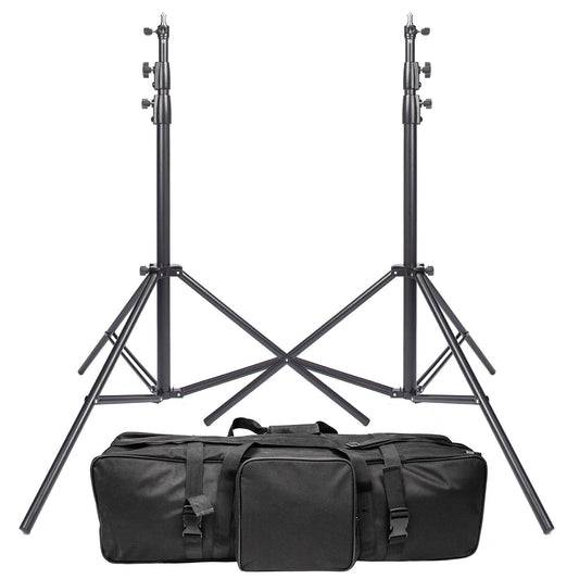 2x 3m Spring Cushioned Stand, Heavy Duty, with Multifunction Adaptor and Studio Bag