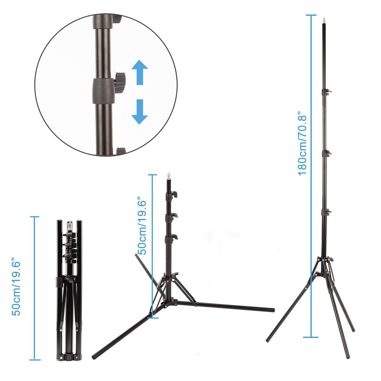 2x Reverse Foldable Ultra-Portable 1.8m Light Stand