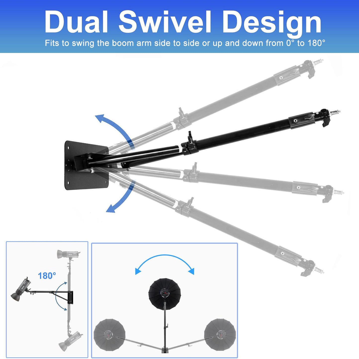 Wall Mountable Triangular Boom, Extendable to 170cm