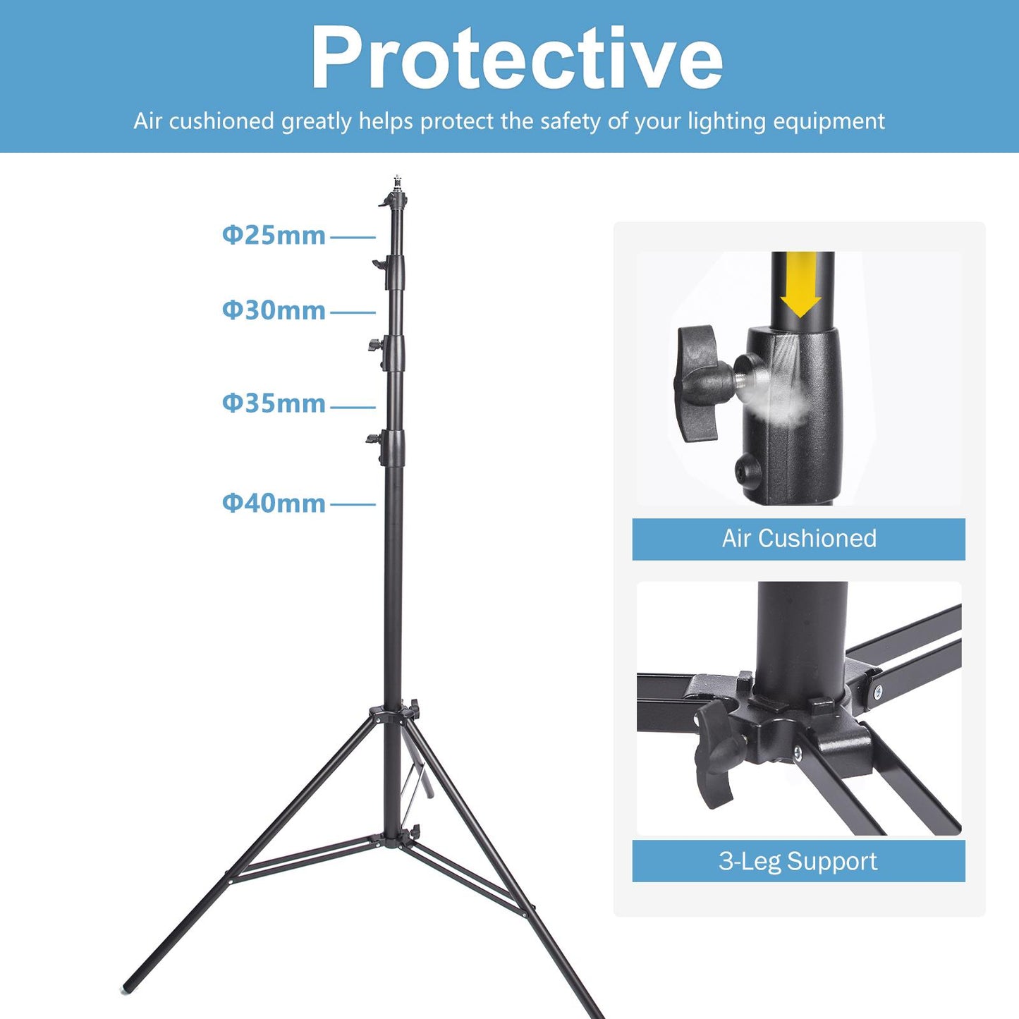 13ft 4M Heavy Duty Light Stand with Pulleys and Carry Bag, Air Cushioned Tripod Stand, Photography Wheeled Stand for Photo Studio Monolight, Softbox and Other Photographic Equipment, 2 Sets