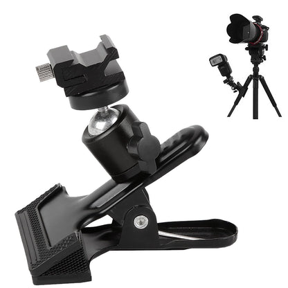 Mini Ball Head Clamp Metal Tripod Flash Reflector Holder Mount with Cold Shoe 1/4" Thread Compatible with Canon, Nikon, Digital Camera and Speedlite