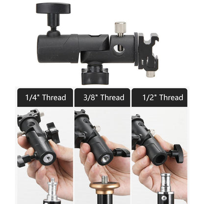 Flash Tripod Mount Kit, Including Light Stand, Hot Shoe Mount and 2x 84cm Umbrellas (White/Silver)