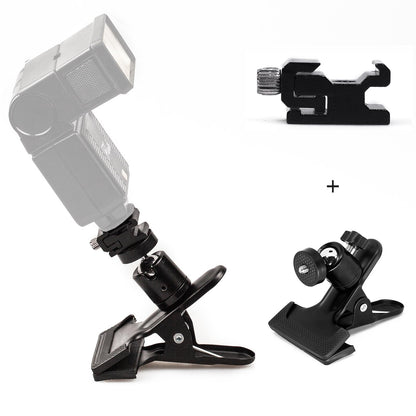 Mini Ball Head Clamp Metal Tripod Flash Reflector Holder Mount with Cold Shoe 1/4" Thread Compatible with Canon, Nikon, Digital Camera and Speedlite