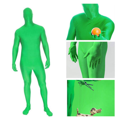 Chromakey Greenscreen Full Bodysuit + Mask + 2pcs Gloves