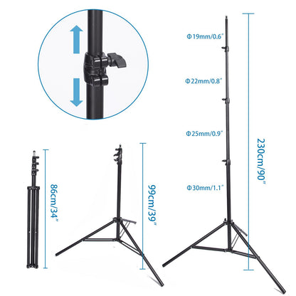 Air Cushioned Light Stand, 230cm Adjustable Sturdy Tripod Stand for Reflector, Softbox, Light, Umbrella, Portable Lightweight Photography Video Studio