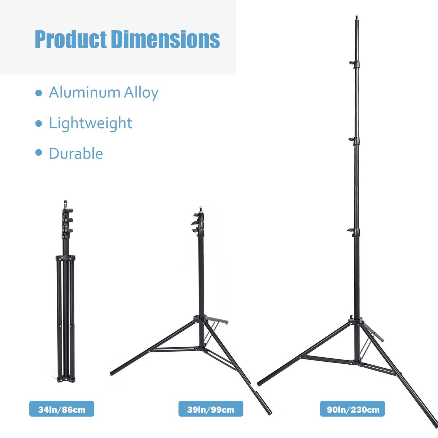 Air Cushioned Light Stand, 230cm Adjustable Sturdy Tripod Stand for Reflector, Softbox, Light, Umbrella, Portable Lightweight Photography Video Studio