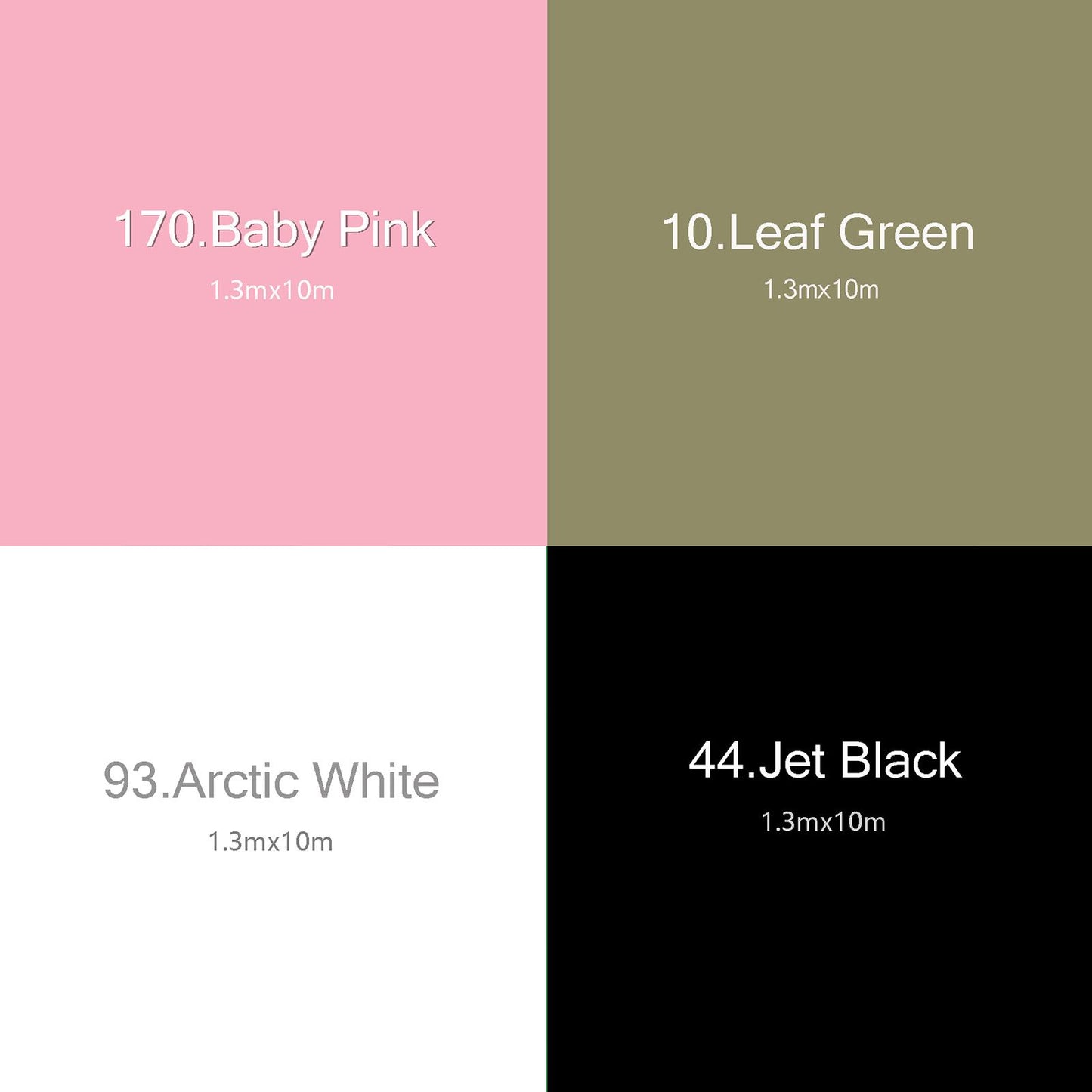 4 x Half Size BOLLUMA Seamless Paper Background, Arctic white, Leaf green, Jet black, Baby pink