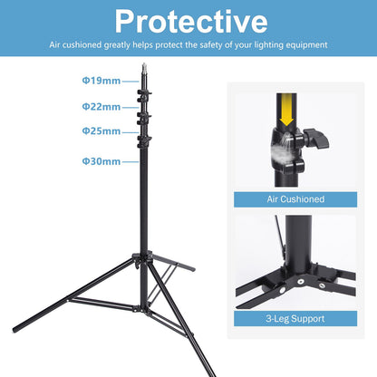 Air Cushioned Light Stand, 230cm Adjustable Sturdy Tripod Stand for Reflector, Softbox, Light, Umbrella, Portable Lightweight Photography Video Studio