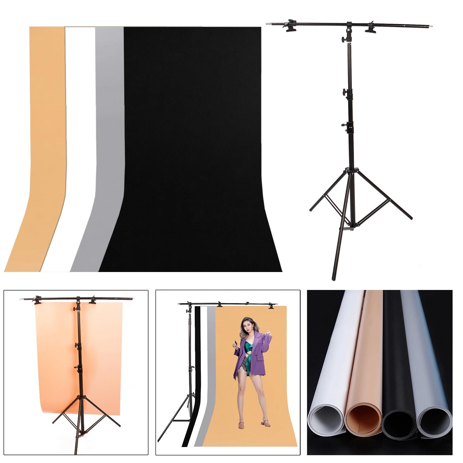 Backdrop Pvc And Sticker Black + White + Peach + Grey PVC Backdrops, 1.2m x 2m, with Mounting F ...