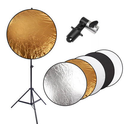 Photo Studio Lighting Reflector and Stand Kit: 43 inches/110 Centimeters 5-in-1 Multi-Disc Reflector,75-inch Light Stand and Metal Reflector Clamp Holder for Photo Video Portrait Photography