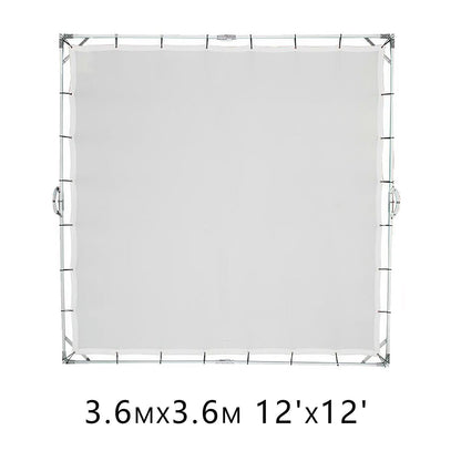 3.6x3.6m 12'x12' Soft White Butterfly Diffusor Heavy Duty Frame Collapsible Screen with 2pcs Heavy Duty C-Stands for Photo Video Film Photography Studio Large Product Shooting